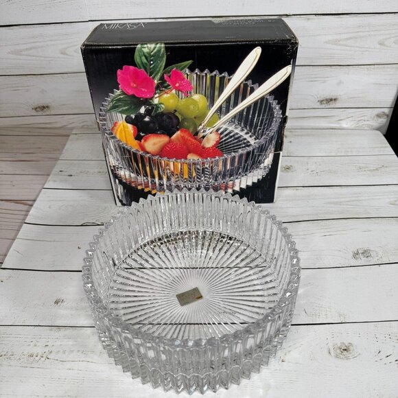Mikasa Diamond Fire Crystal Cut Glass Hostess Serving Bowl 8.25" WY247/259 - Picture 1 of 11